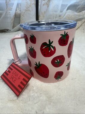 Luna & Sage strawberry aluminum pink mug